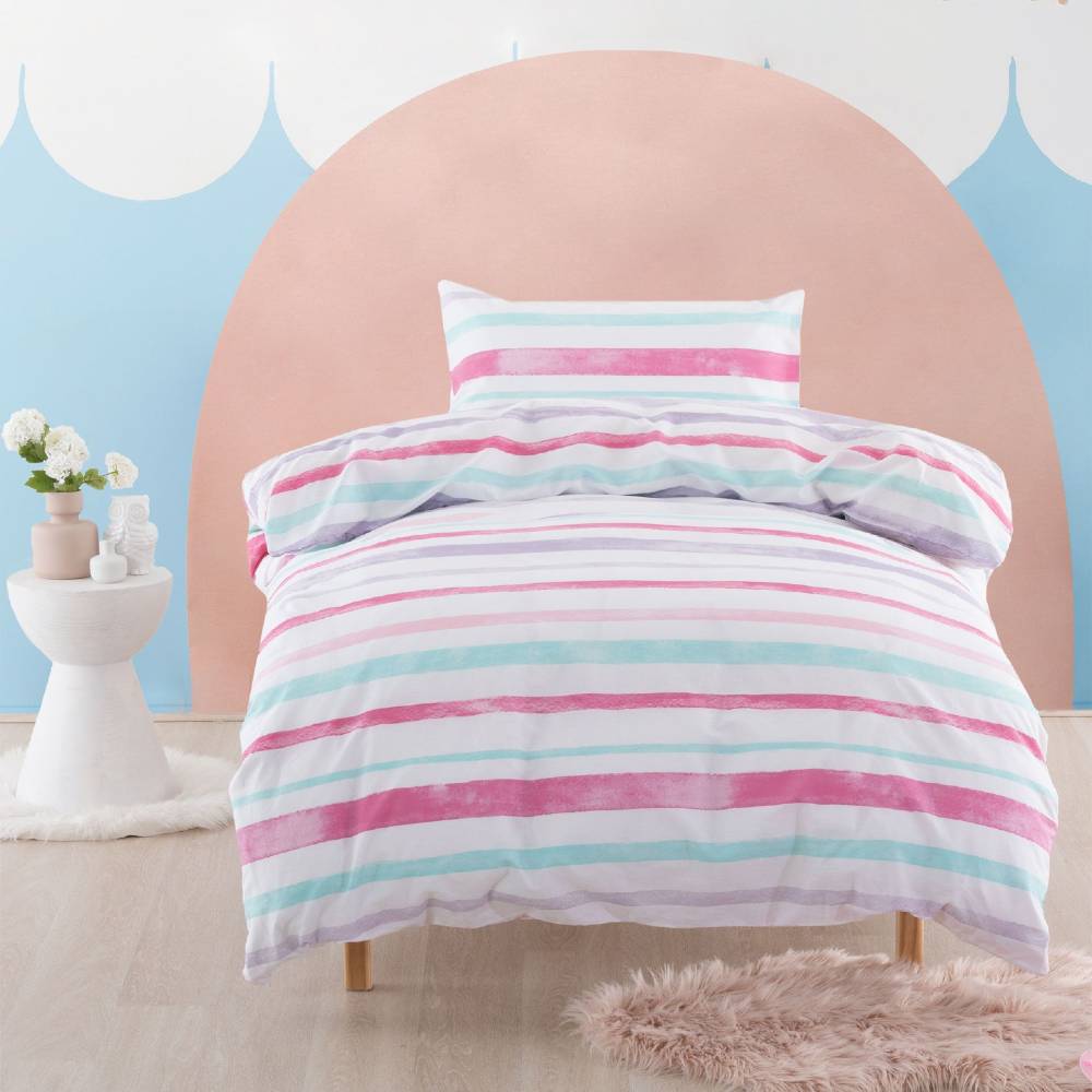 Squiggles Duvet Cover - Pink Painter Stripe