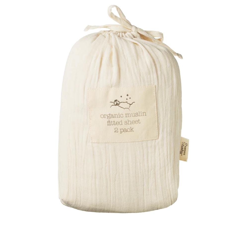 Nature Baby Muslin Fitted Sheet 2pk - 74 x 38cm
