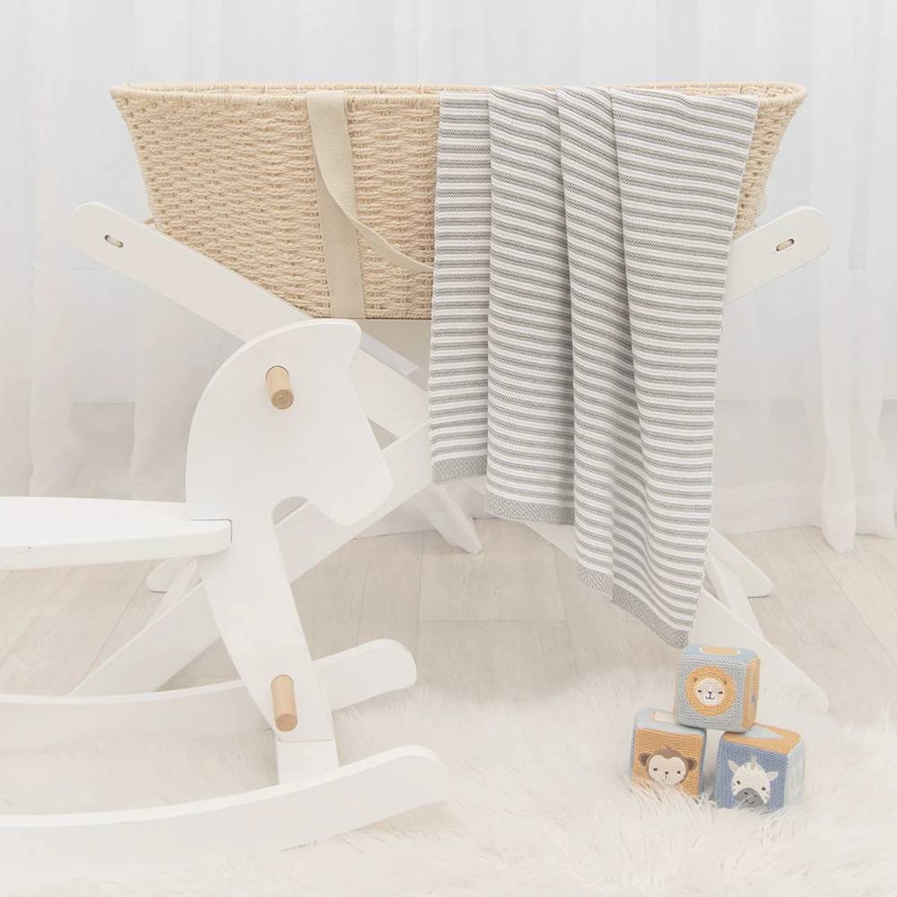 Living Textiles Cotton Knit Stripe Blanket