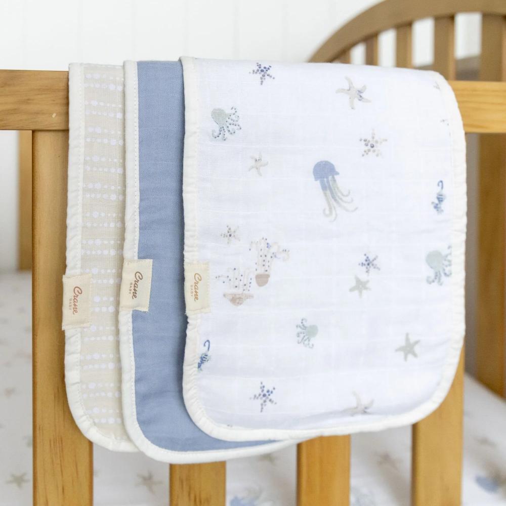 Crane Baby Burp Cloths - 3 Pack
