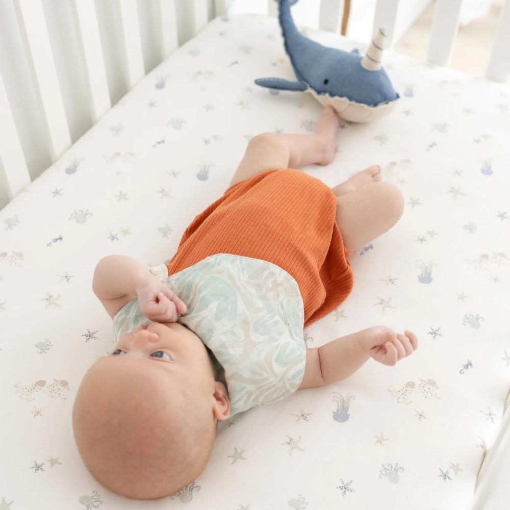 Crane Baby Cot Fitted Sheet - Solid Colours - 132 x 70cm