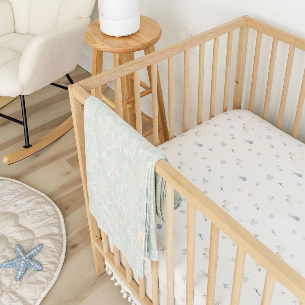 Crane Baby Cot Fitted Sheet - Solid Colours - 132 x 70cm