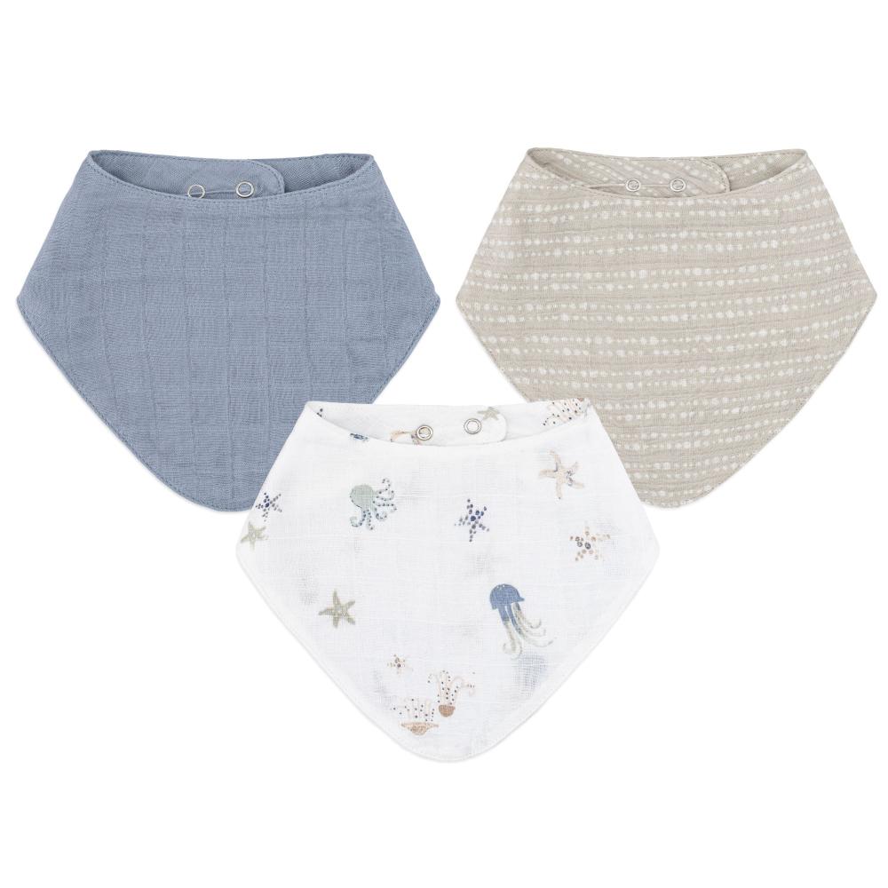 Crane Baby Muslin Bandana Bib 3pk