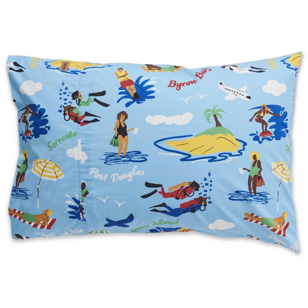 Kip & Co Organic Cotton Single Pillowcase - Beach Life