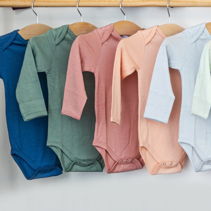 Jersey Merino - Long Sleeve Bodysuit - Clearance Colours