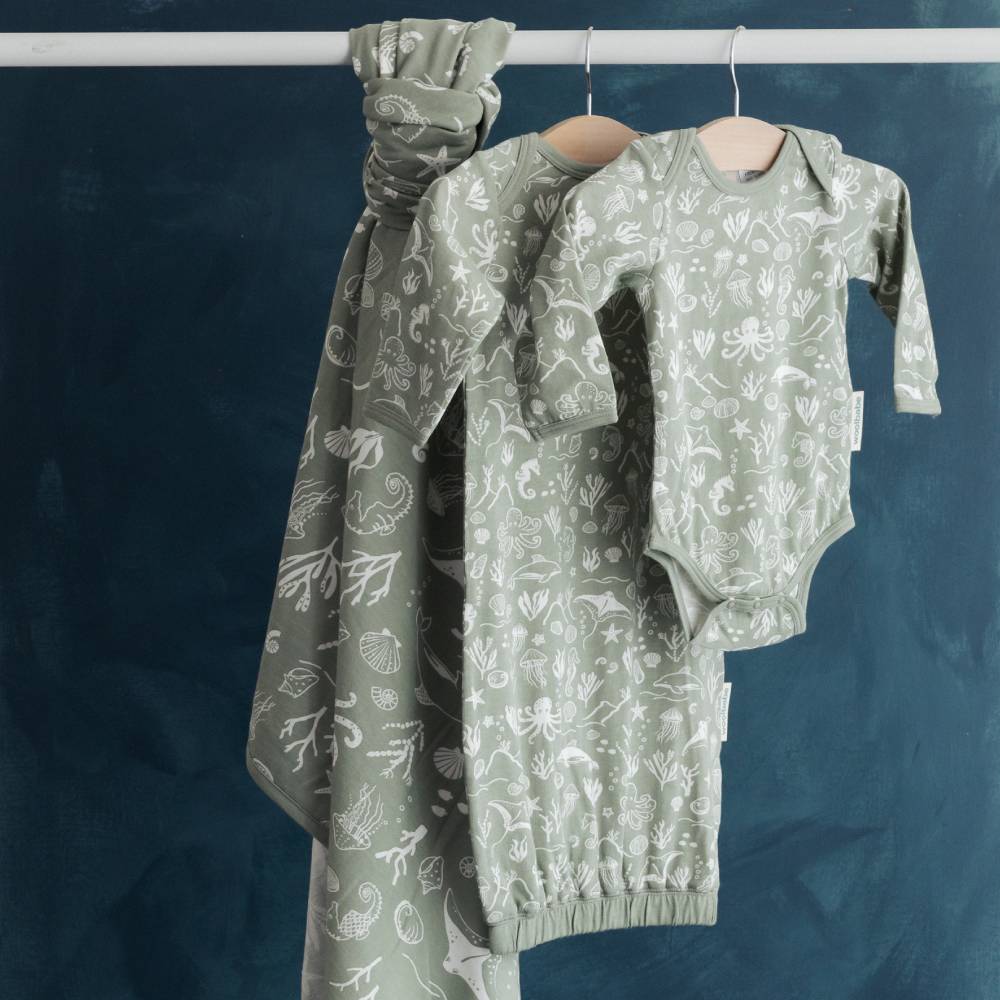 Woolbabe Merino/Organic Cotton Gown - Prints