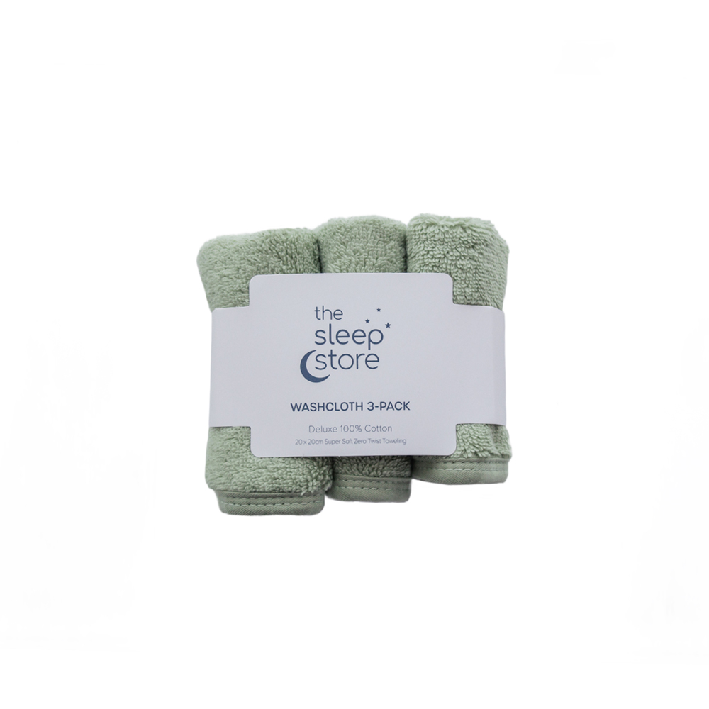 The Sleep Store Deluxe Towelling Wash Cloths - 3 Pack