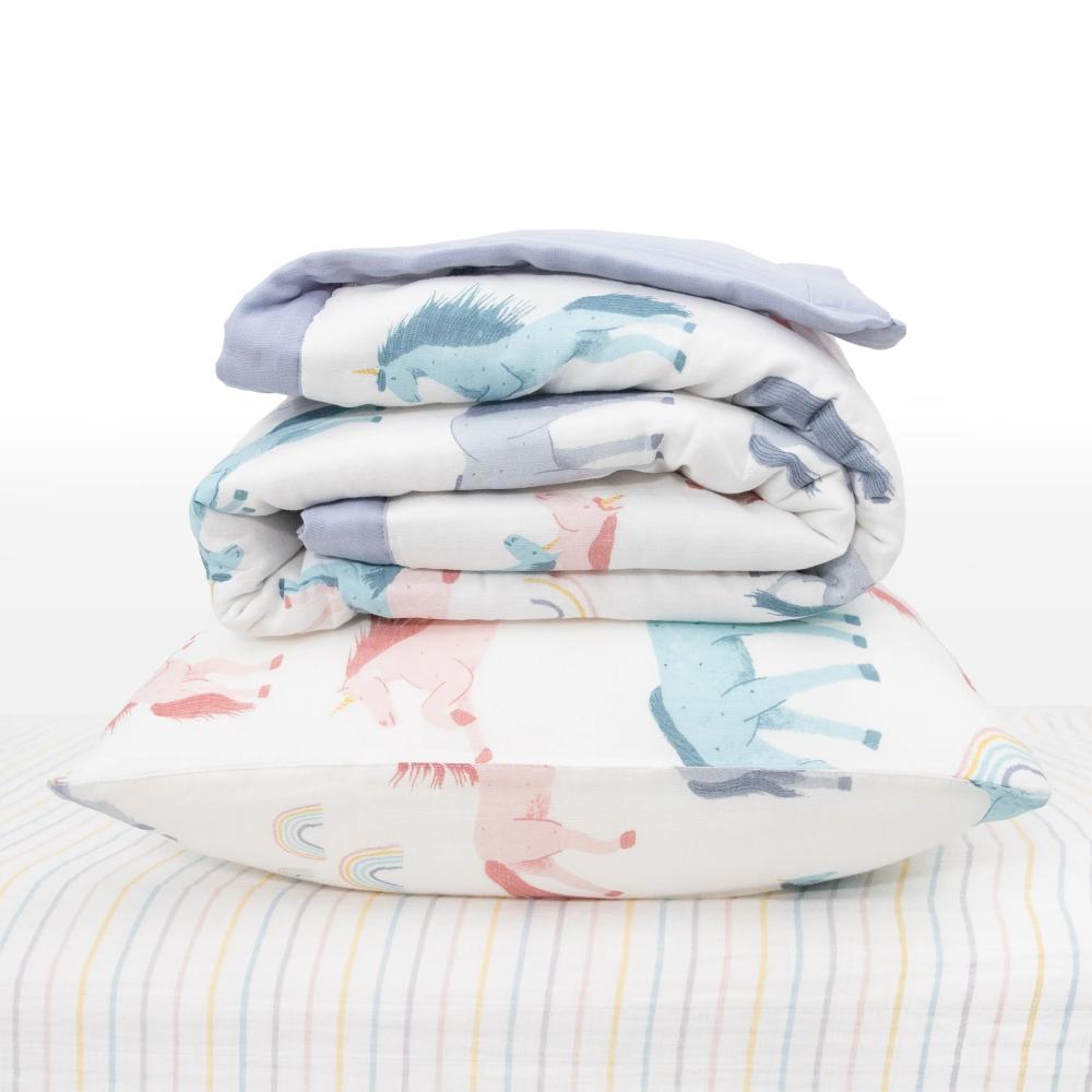Muslin Bedding Set (Cot sheet, comforter + pillowcase) - Clearance