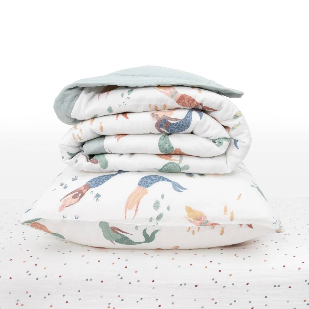 Muslin Bedding Set (Cot sheet, comforter + pillowcase) - Clearance