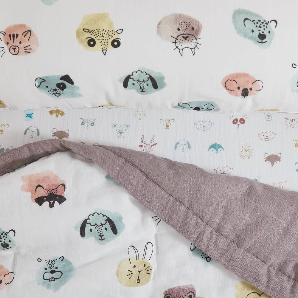 Muslin Bedding Set (Cot sheet, comforter + pillowcase) - Clearance
