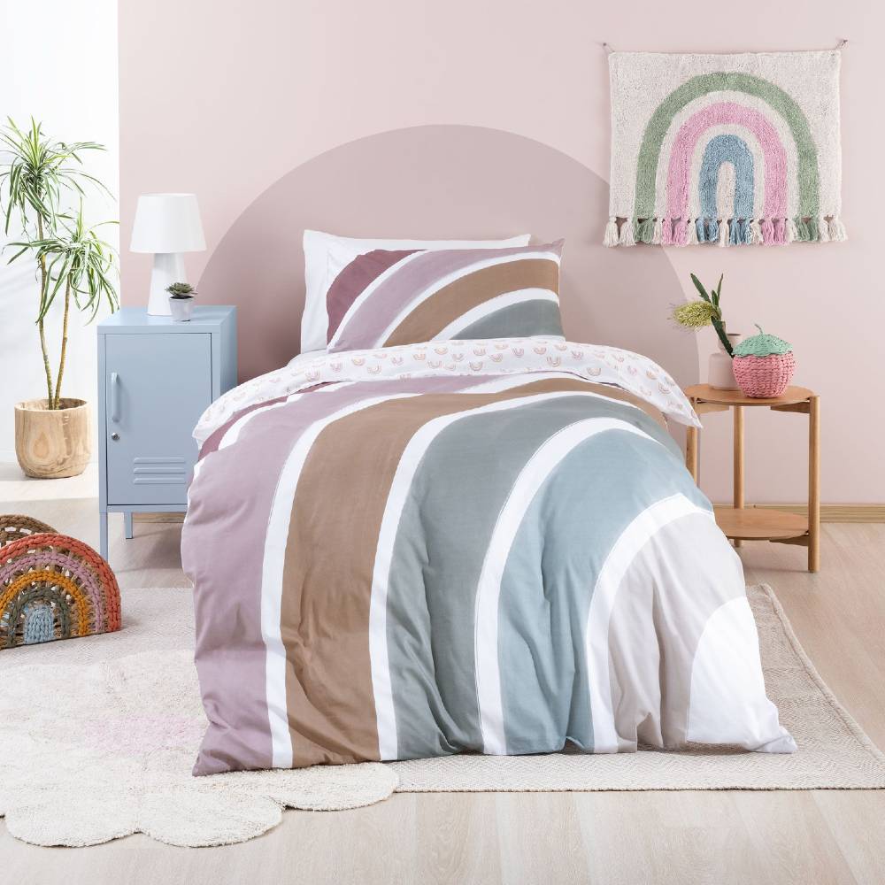 Squiggles Reversible Duvet Cover Set - Rainbow Days