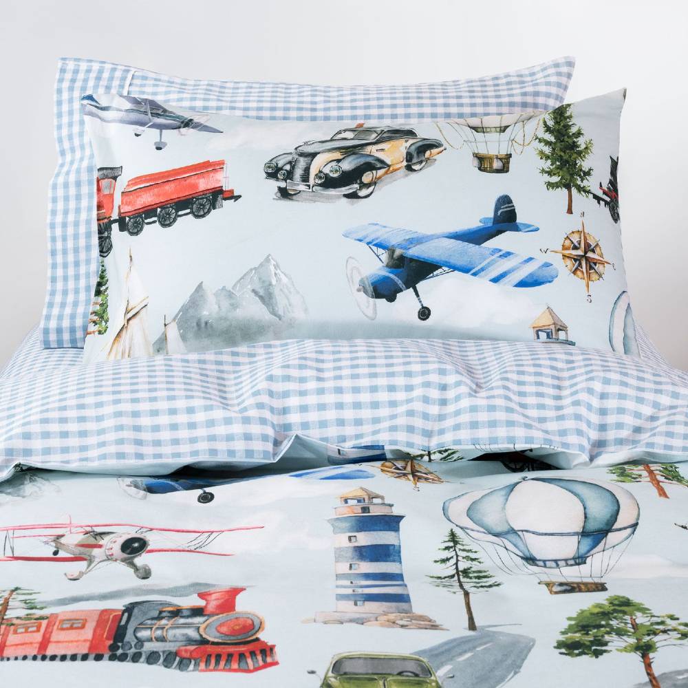 Squiggles Reversible Duvet Cover Set - Transport Tales