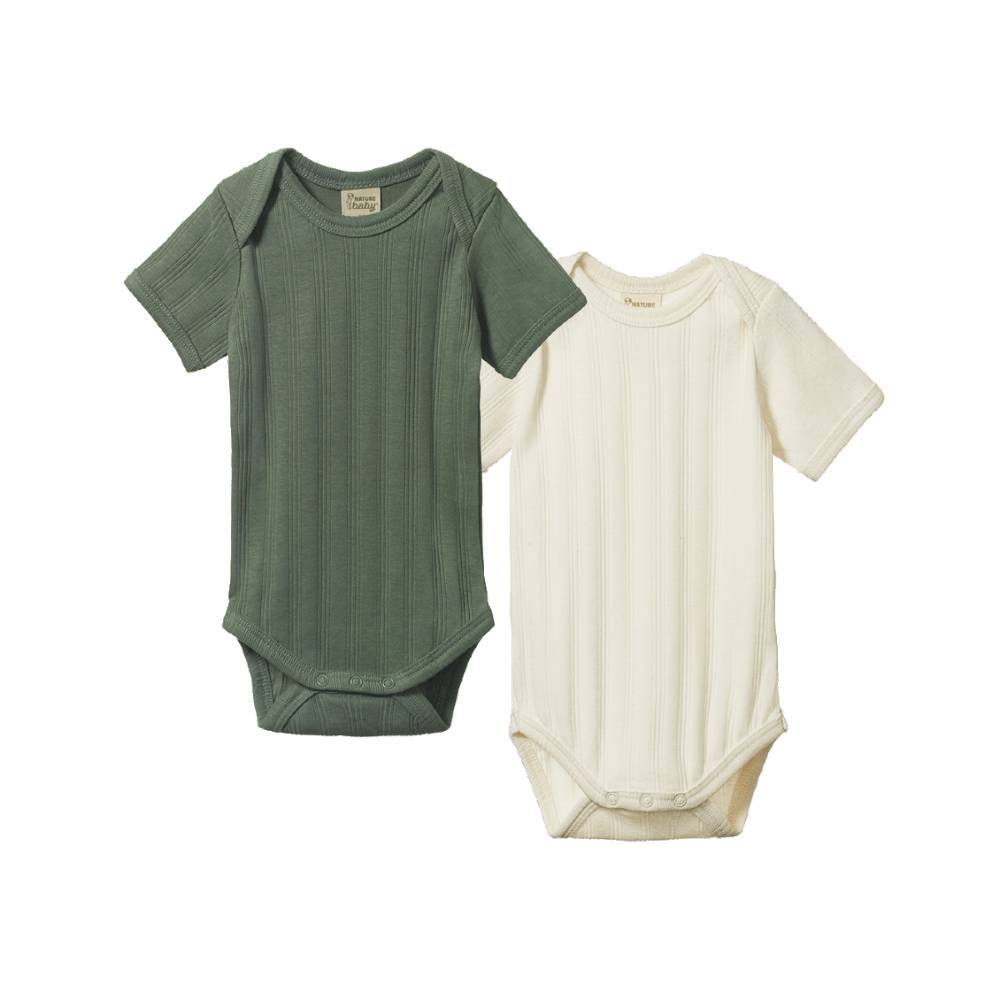 Nature Baby Organic Derby Short Sleeve Bodysuit 2pk