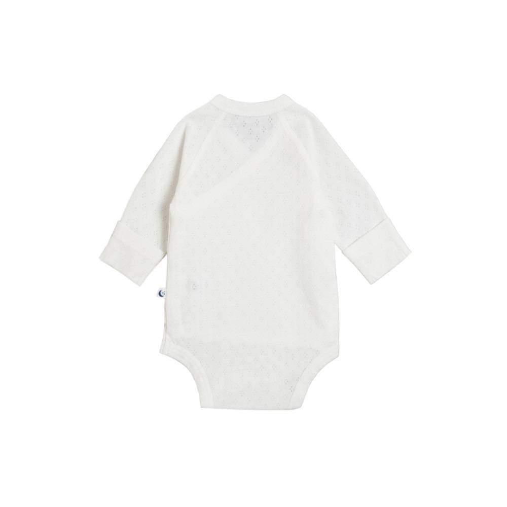 The Sleep Store Organic Cotton Pointelle Kimono Long Sleeve Bodysuit