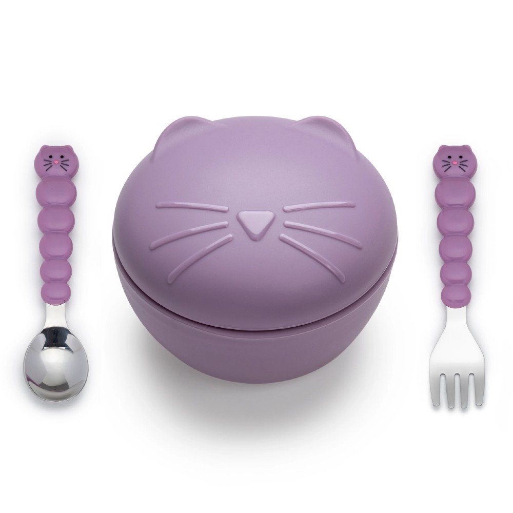 Melii Silicone Animal Bowl with Lid & Utensils