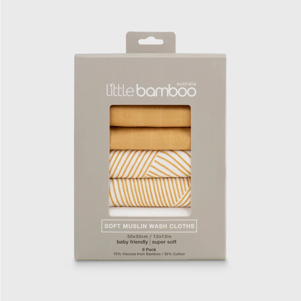 Little Bamboo Muslin Washers 6 Pack