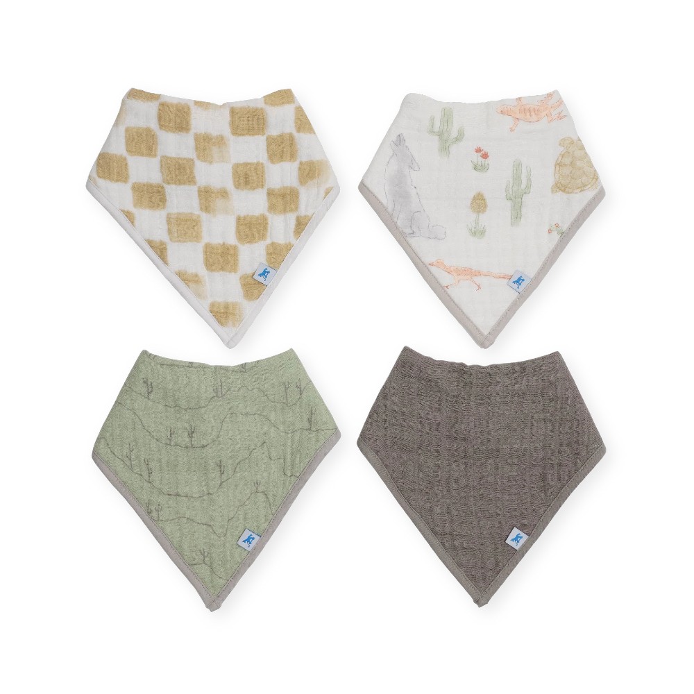 Little Unicorn - Cotton Muslin + Fleece Bandana Bib - 4 Pack