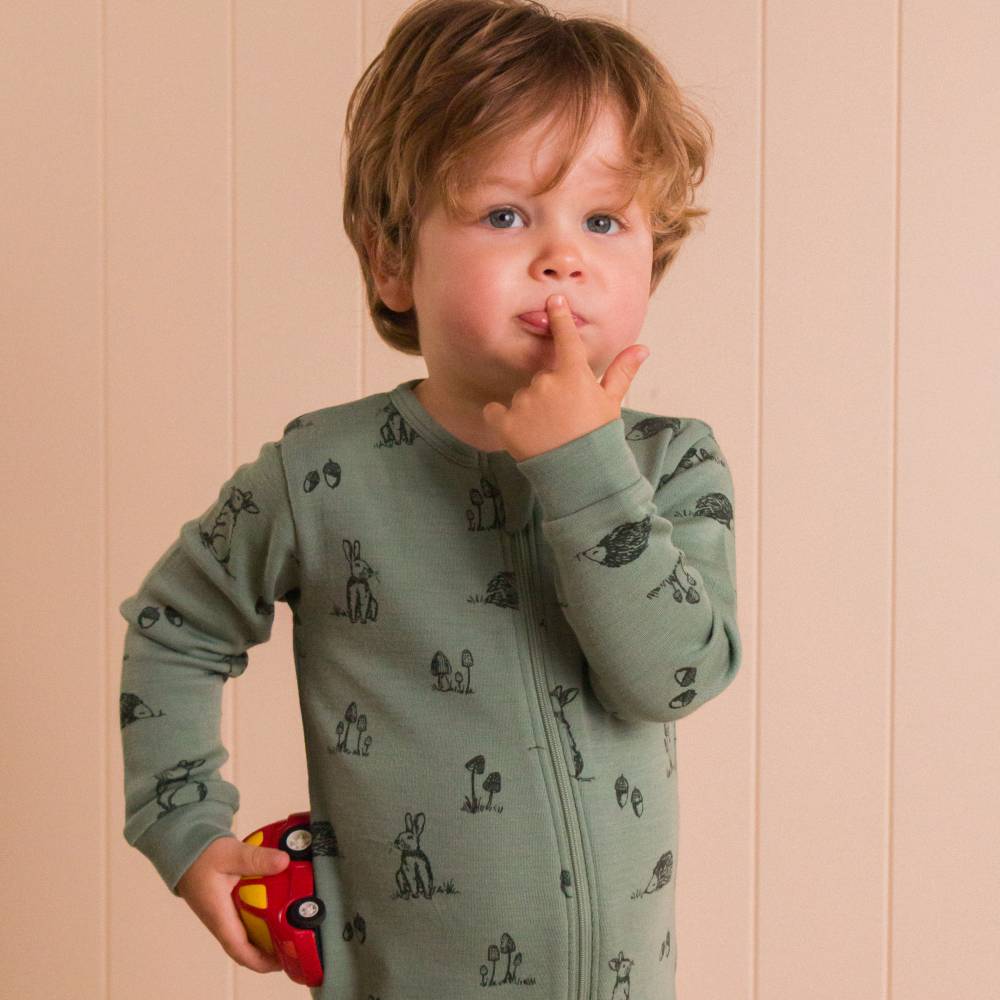 Premium Midweight Merino Zipsuit with Grippy Soles