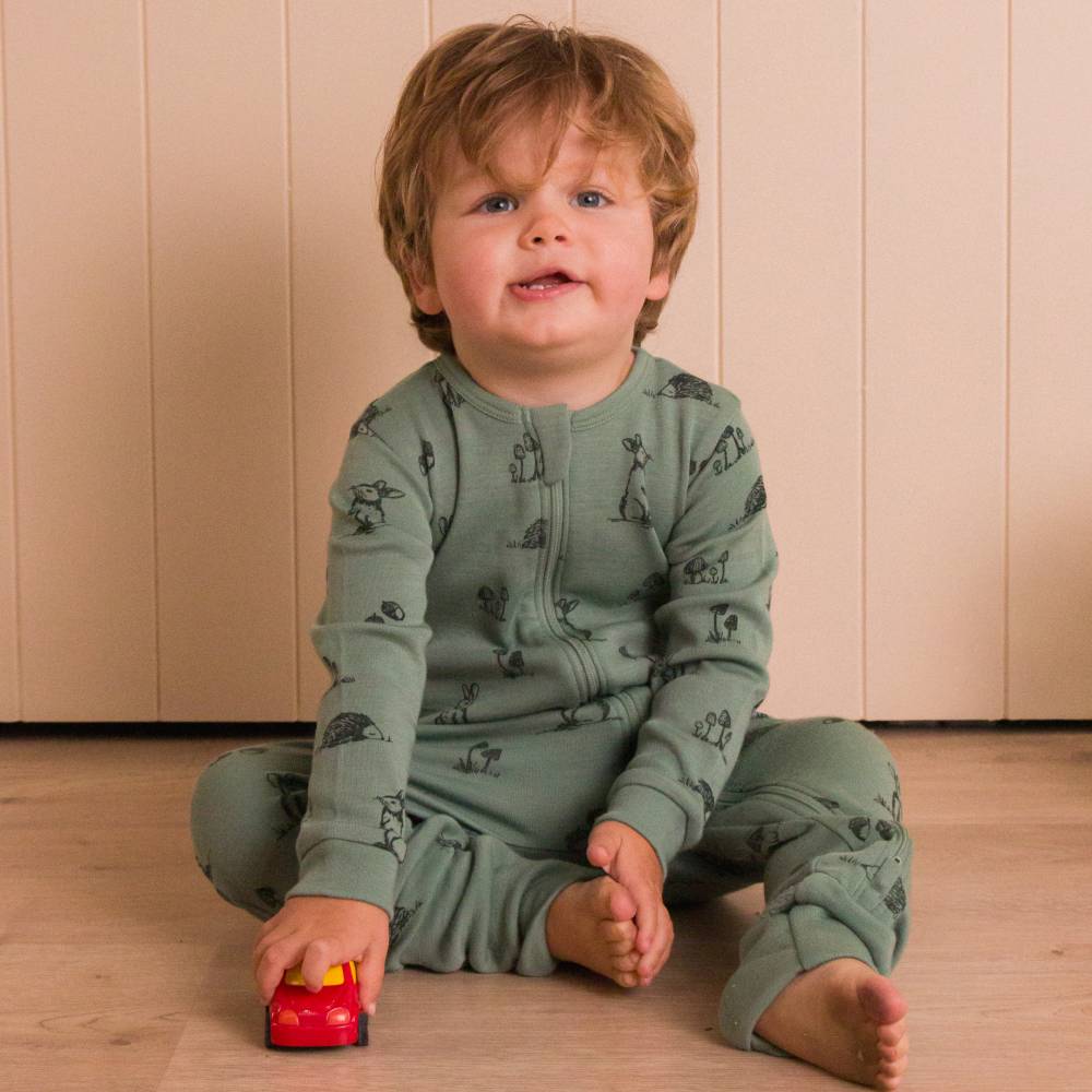 Premium Midweight Merino Zipsuit with Grippy Soles