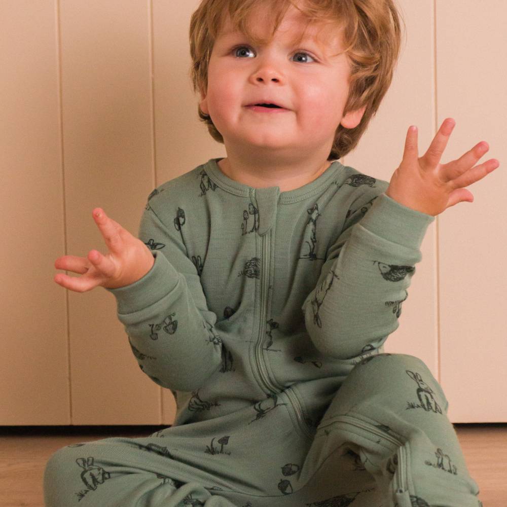 Premium Midweight Merino Zipsuit with Grippy Soles