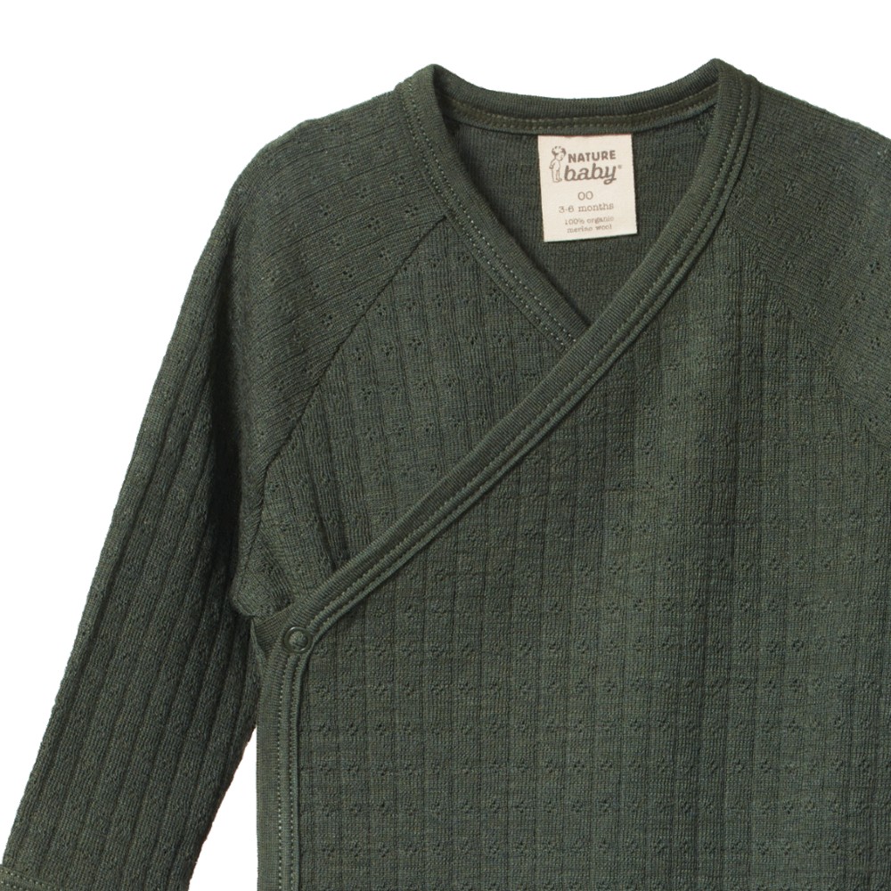 Nature Baby Merino Kimono Pointelle Long Sleeve Bodysuit