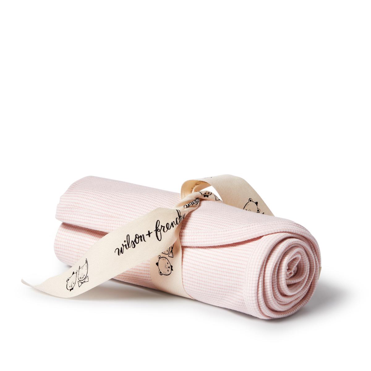 Wilson & Frenchy Organic Stripe Rib Bunny Rug/Swaddle Blanket