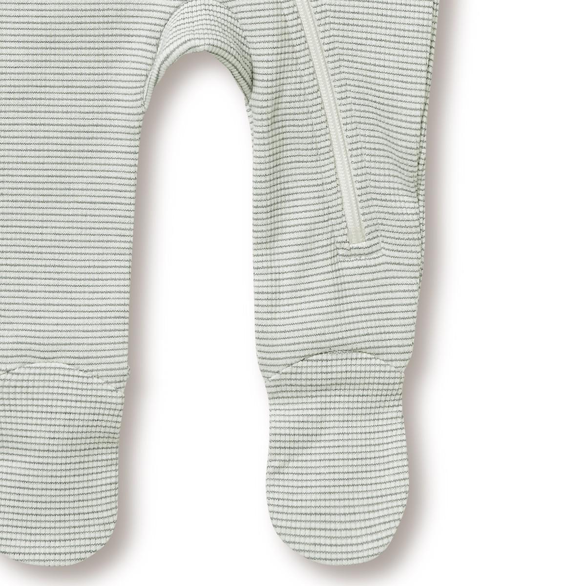 Wilson & Frenchy Organic Stripe Rib Zipsuit with Feet