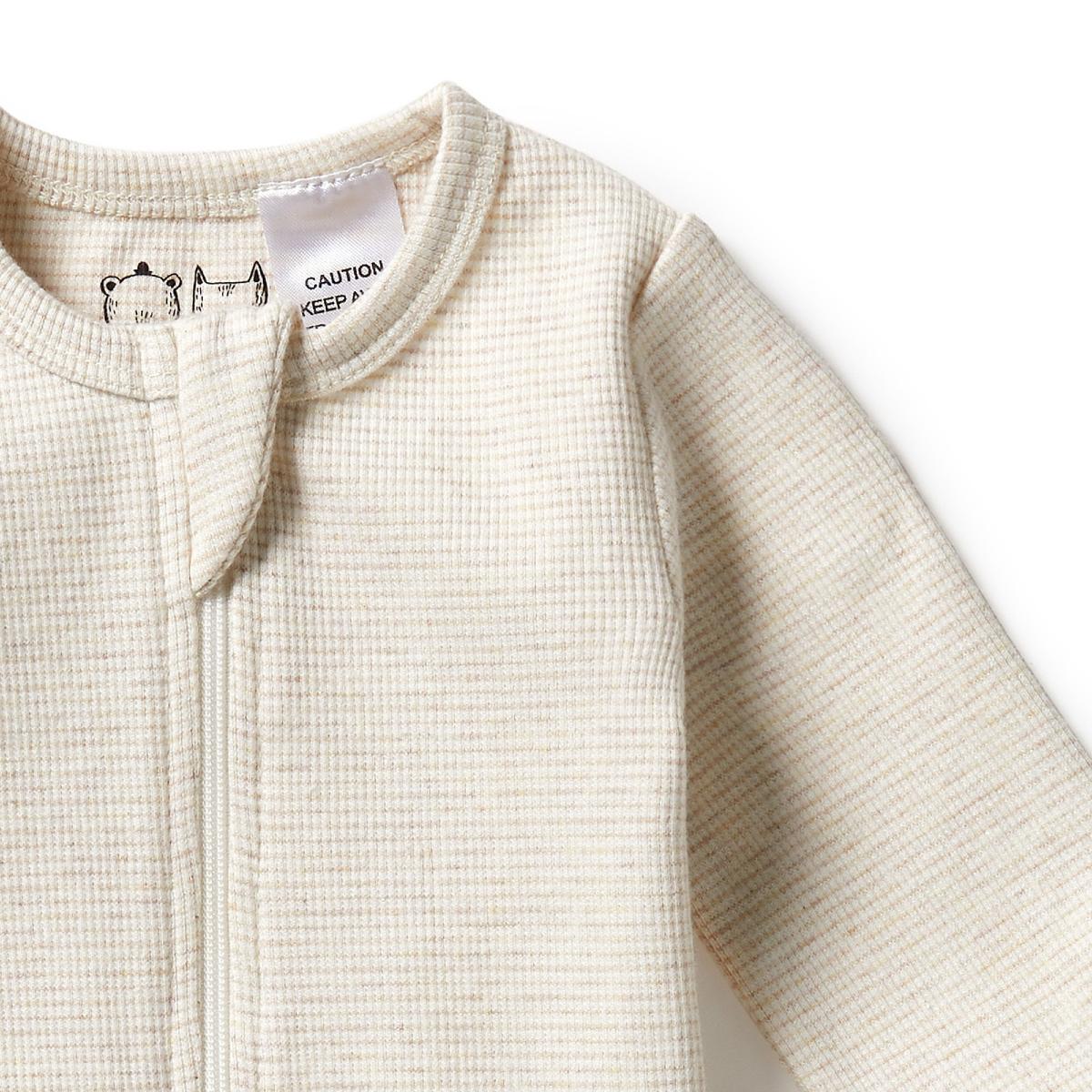 Wilson & Frenchy Organic Stripe Rib Zipsuit with Feet