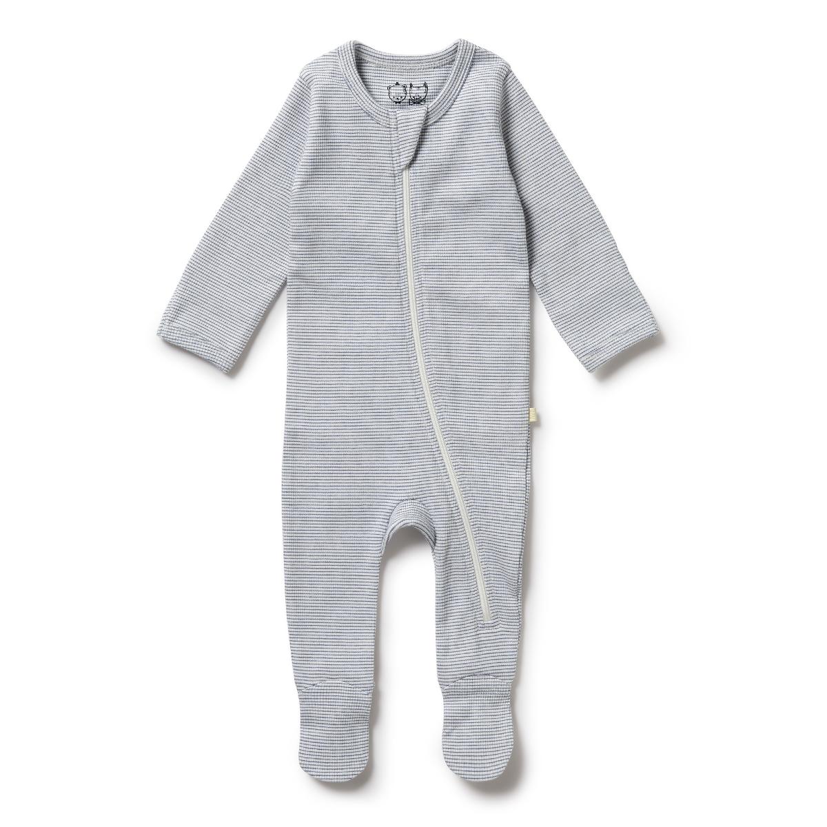 Wilson & Frenchy Organic Stripe Rib Zipsuit with Feet