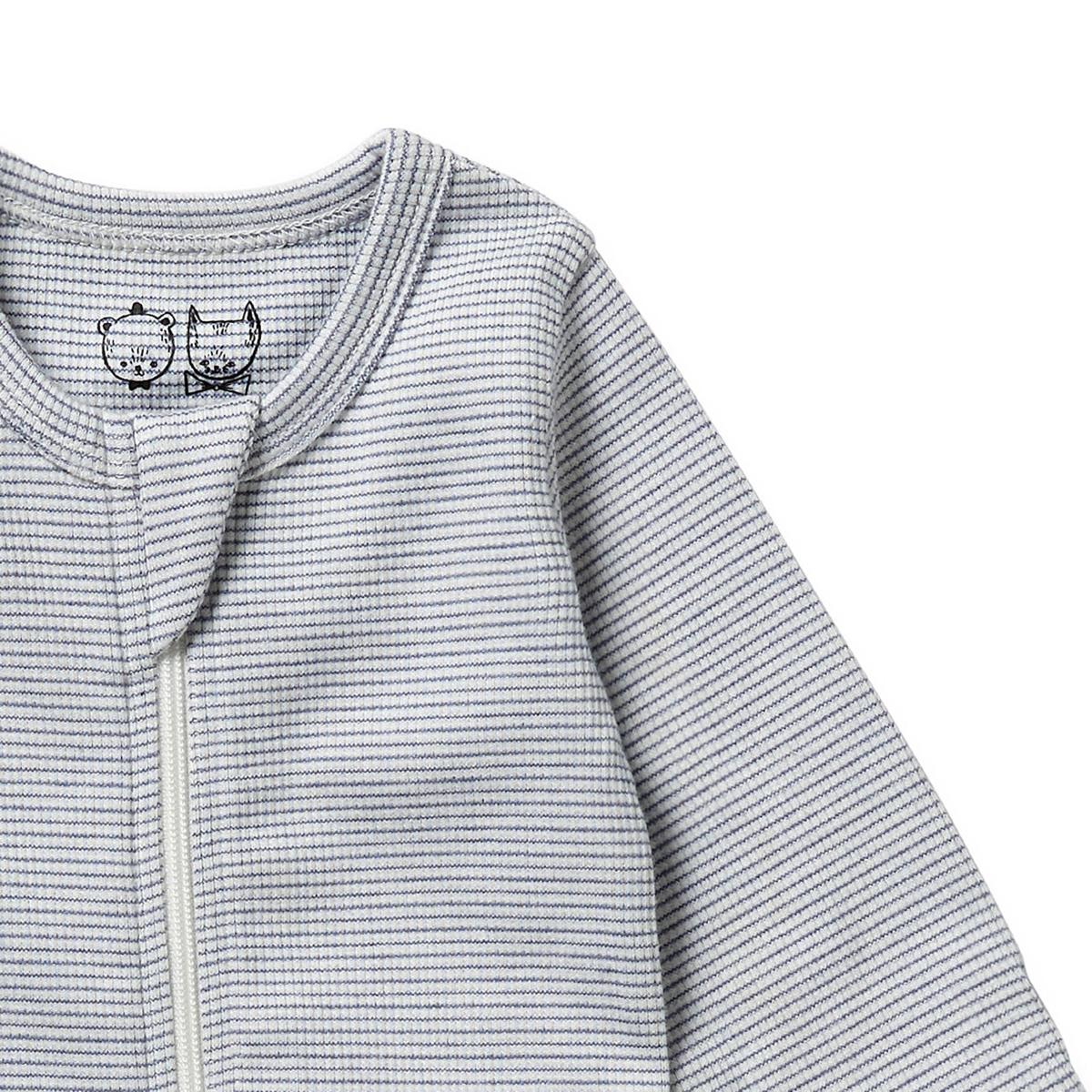 Wilson & Frenchy Organic Stripe Rib Zipsuit with Feet