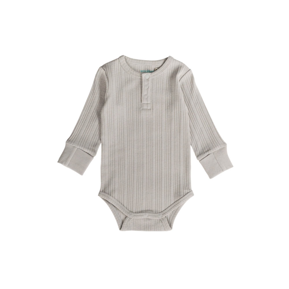 Woolbabe Merino/Organic Cotton Long Sleeve Henley Bodysuit - Daydream Collection