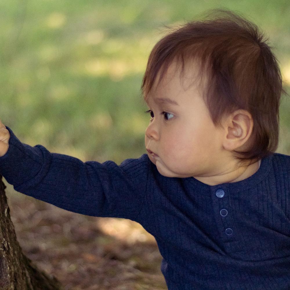 Woolbabe Merino/Organic Cotton Long Sleeve Henley Top - Daydream Collection