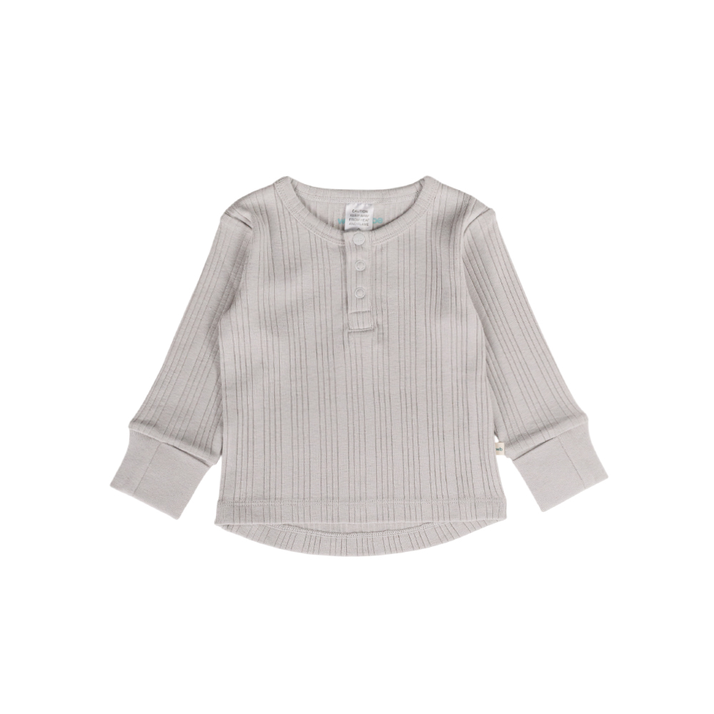 Woolbabe Merino/Organic Cotton Long Sleeve Henley Top - Daydream Collection