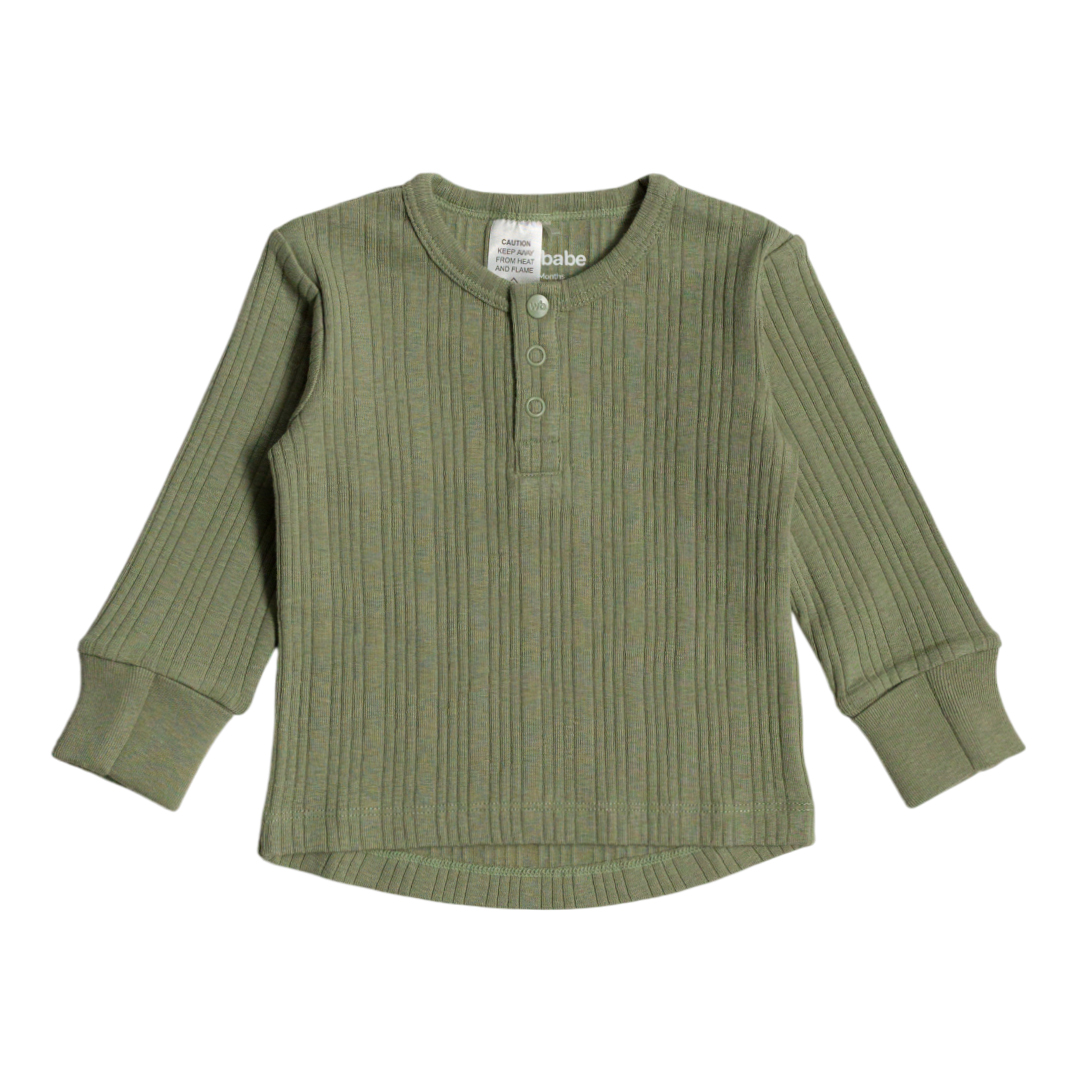 Woolbabe Merino/Organic Cotton Long Sleeve Henley Top - Daydream Collection