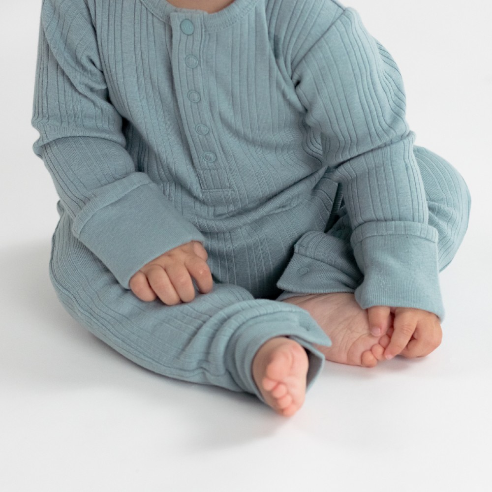 Woolbabe Merino/Organic Cotton Long Sleeve Henley Suit - Daydream Collection