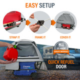 Easy 3-step setup to protect your generator, and easy access refuel door.