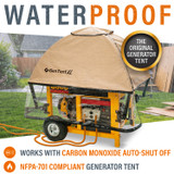 NFPA Rated Generator Tent, Tested, Certified, and 100% Waterproof.