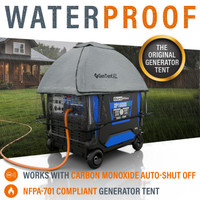 NFPA Rated Generator Tent, Tested, Certified, and 100% Waterproof.