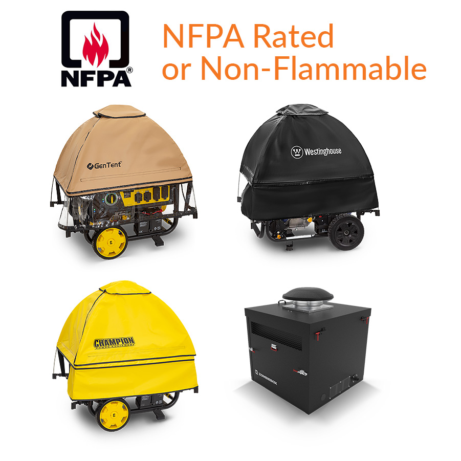 NFPA-Rated or Non-Flammable Generator Running Covers | GenTent Safety Canopies