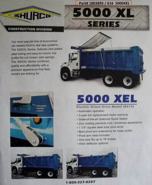 5000XEL?? Dump Truck Tarp System, Complete System (20-616/1803895)