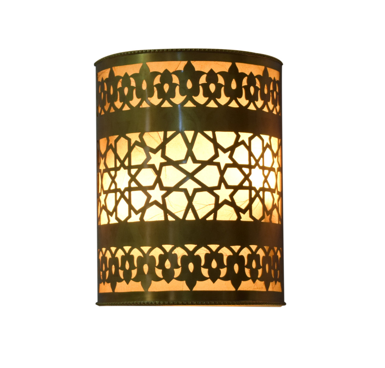 2 Moroccan Matte Gold Brass Wall Lamps/Sconces – Handcrafted