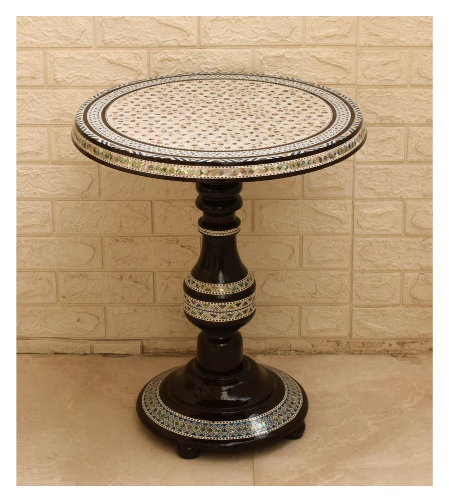 Round Inlay Pedestal Table 20 in