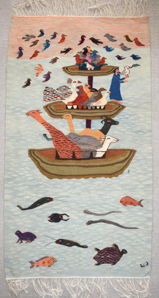 Noah's Ark — handwoven Egyptian wool tapestry, 4.9 ft