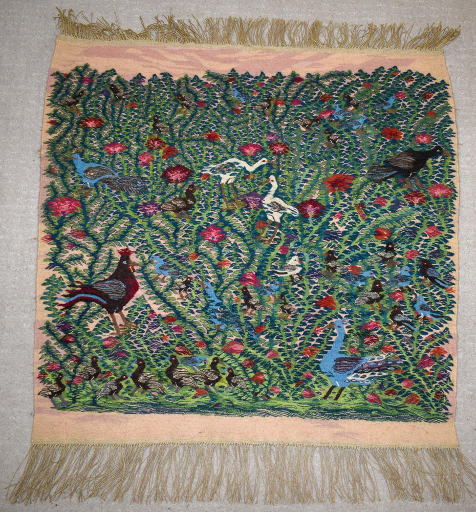 Handwoven Wool Tapestry Wall Hanging-Egyptian Kilim Folk Art Rug 3.2 FT Handmade