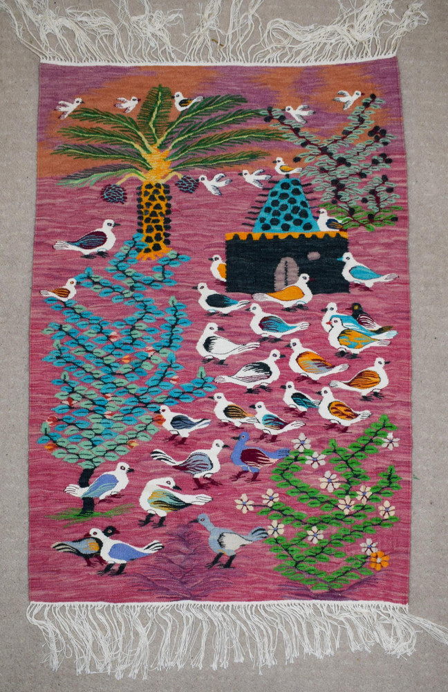 Handwoven Egyptian Kilim Tapestry-Wall Hanging Wool Village Folk Art Decor 3.1FT