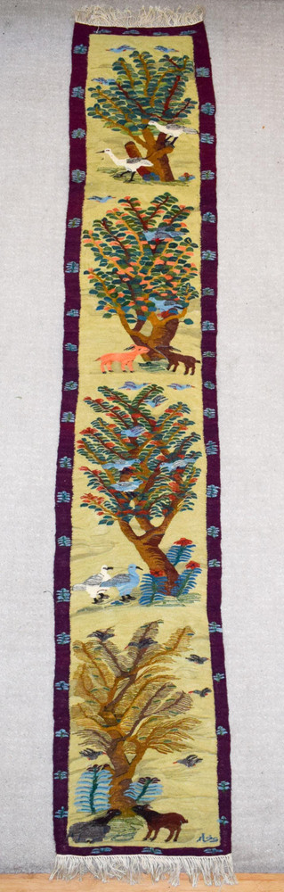 Egyptian Kilim Tapestry Wall Hanging Handwoven Wool Runner Art Decor 7.3 FT