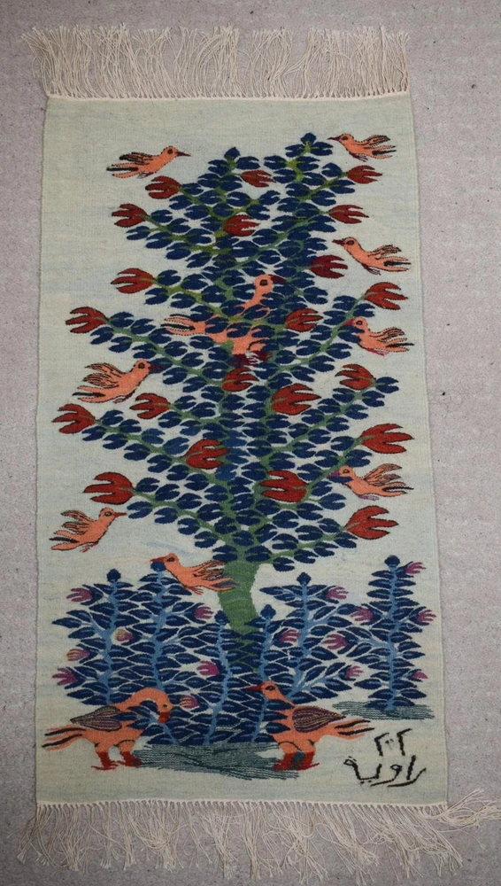 Traditional egyptian folk tapestry – hand woven wool kilim hanging art- 2.4 ft