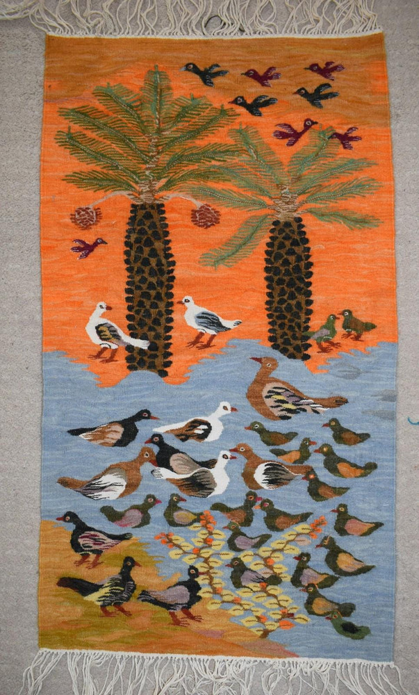 Hand woven 3 ft wall hanging tapestry-egyptian folk art-home decor kilim rug