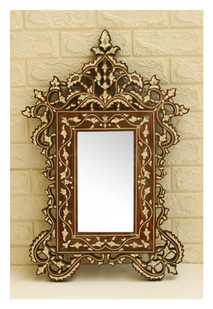 Syrian Crested Mother of Pearl Mirror, 27 in