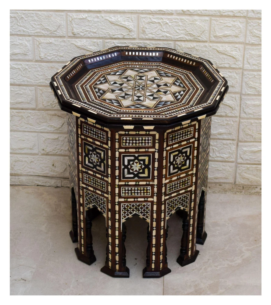 Syrian Octagon Inlay Table 19.7 in